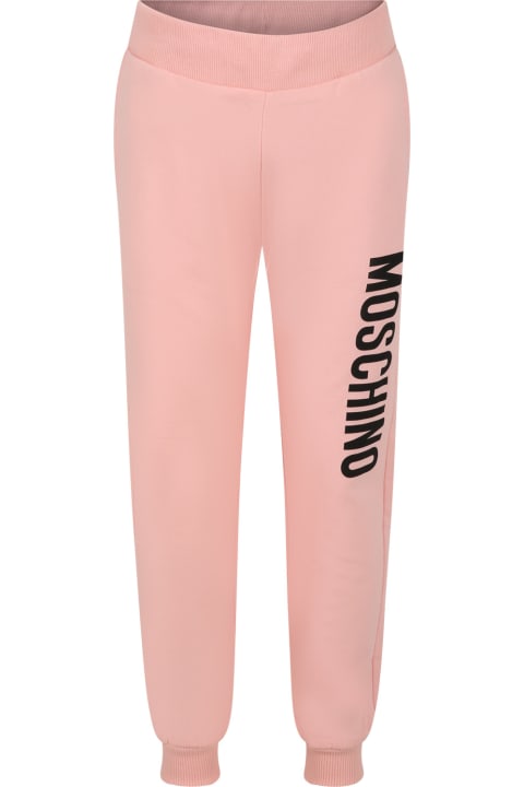 Moschino for Kids Moschino Pink Trousers For Girl With Logo