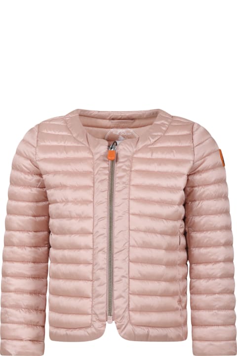 Homeware Save the Duck Pink Vela Down Jacket For Girl With Iconic Logo