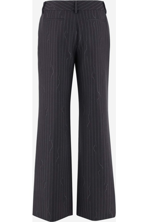Off-White Pants & Shorts for Women Off-White Wool Blend Pinstripe Pants