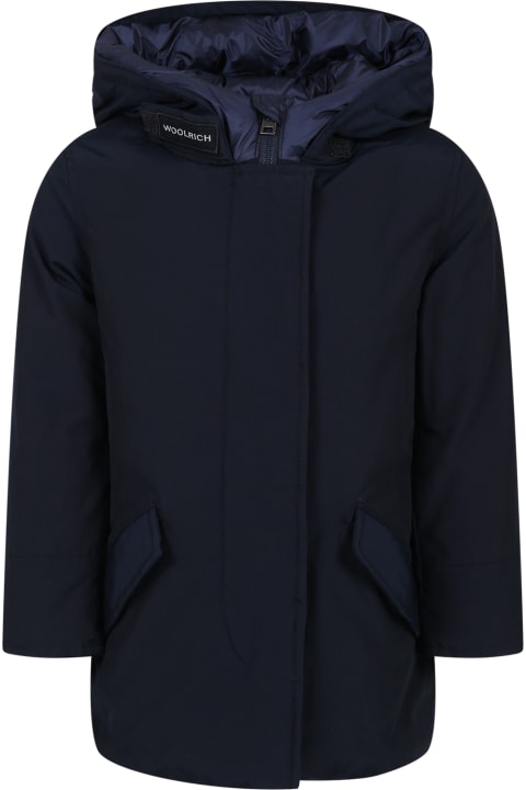 Homeware Woolrich Blue Arctic Parka For Girl With Logo