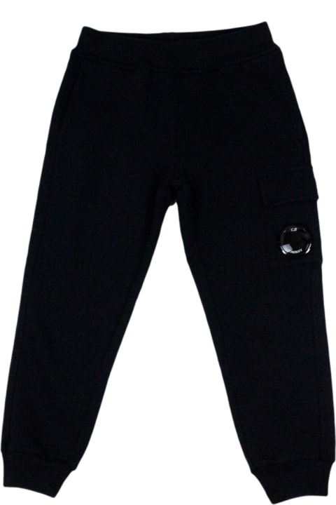 Bottoms for Boys C.P. Company Jogging Trousers In Cotton Fleece With Drawstring At The Waist And Pocket With Magnifying Glass On The Leg