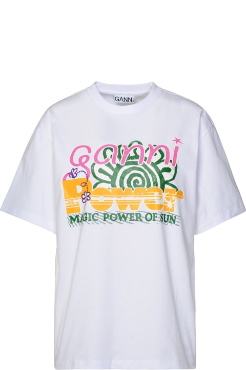 Ganni Topwear for Women Ganni White Cotton T-shirt