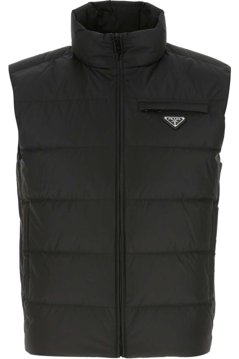 Fashion for Men Prada Black Re-nylon Sleeveless Down Jacket