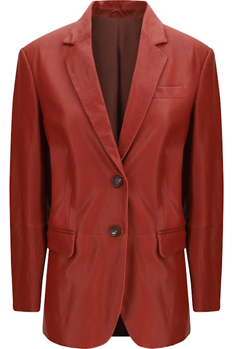 Brunello Cucinelli Coats & Jackets for Women Brunello Cucinelli Leather Blazer Jacket