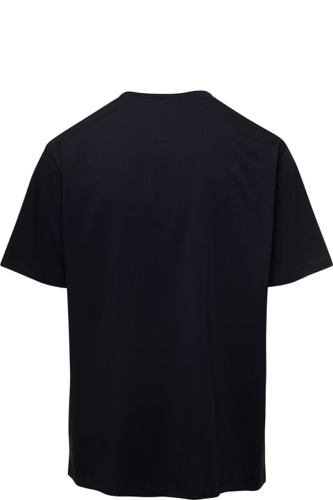 Black Crew Neck T-shirt With Logo Print On The Chest In Cotton Man