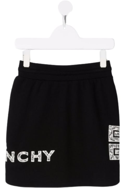 Givenchy's Cotton Black Girl Short Skirt With Logo With Lace