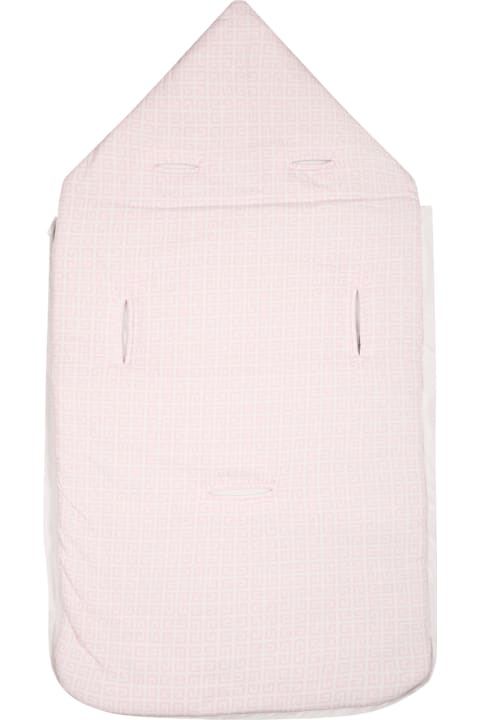 White Sleeping Bag For Baby Girl With Logo