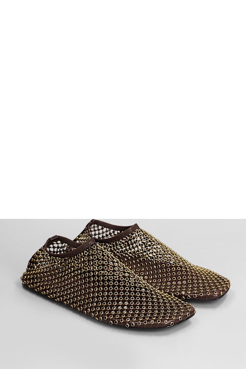 Christopher Esber Flat Shoes for Women Christopher Esber Minette Crystal Flat Ballet Flats In Brown Nylon