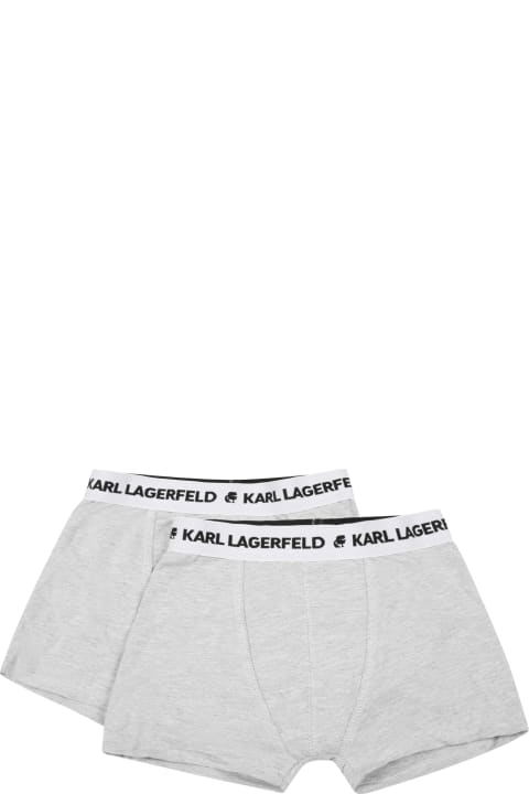 ボーイズ Karl Lagerfeld Kidsのアンダーウェア Karl Lagerfeld Kids Gray Set For Boy With Black Logo