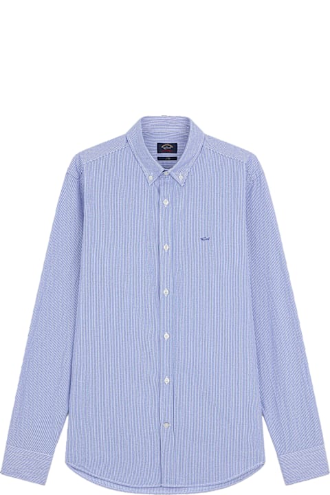 Paul&Shark قمصان لـ القسم الرجالي Paul&Shark Striped Poplin Shirt With Logo