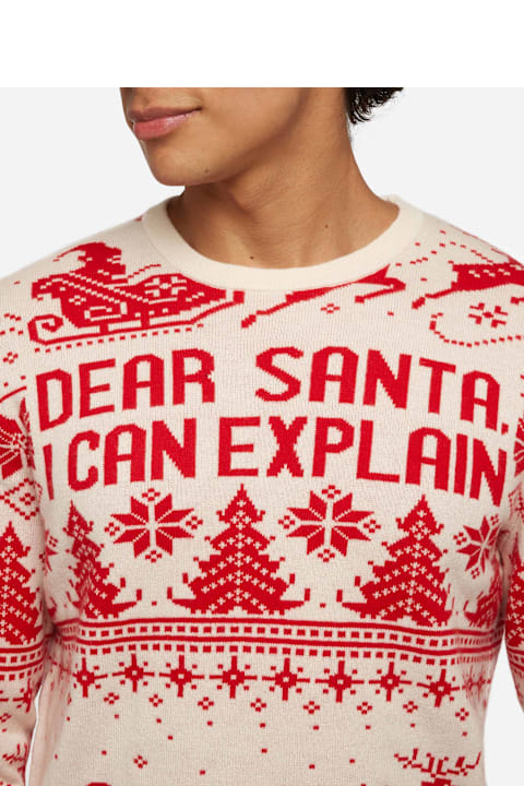 أدوات منزلية MC2 Saint Barth Red Sweater Heron With Fair Isle And Dear Santa Jacquard