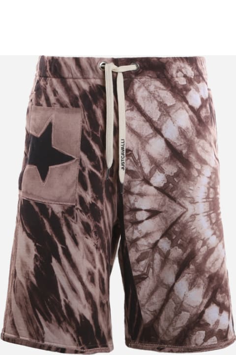 Stretch Cotton Shorts With All-over Graphic Print