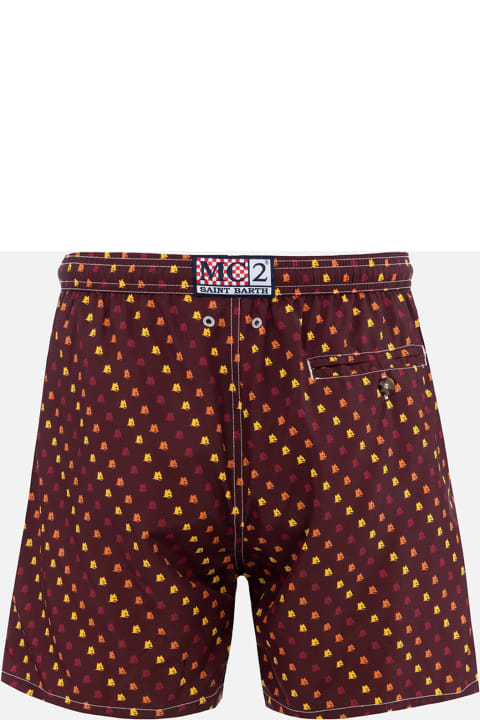 Homeware MC2 Saint Barth Man Lightweight Fabric Swim-shorts Lighting Micro Fantasy With Roma Print | As Roma Special Edition