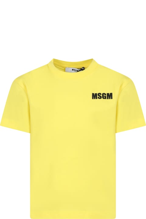 MSGM T-Shirts & Polo Shirts for Boys MSGM Yellow T-shirt For Kids With Logo