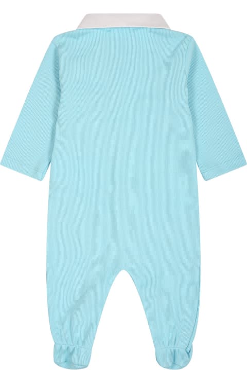 Bodysuits & Sets for Baby Girls Moschino Light Blue Babygrow For Baby Boy With Teddy Bear And Logo