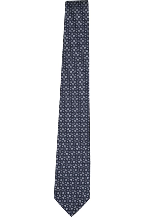 Ties for Men Brioni Patterned Dark Blue Tie