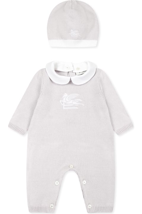 Etro Bodysuits & Sets for Baby Boys Etro Grey Babygrow Set For Babykids With Pegaso