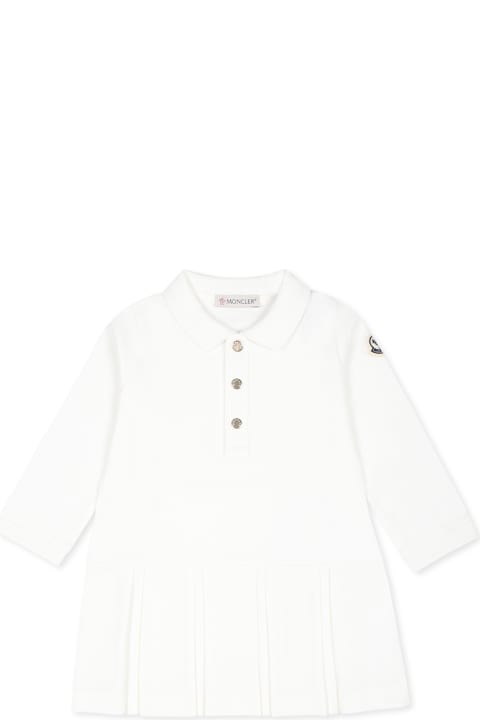 Moncler الملابس لـ رُضع بنات Moncler White Dress For Baby Girl With Logo