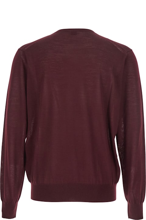 Homeware Saint Laurent Bordeaux Crewneck Sweater With Cassandre In Cashmere Man