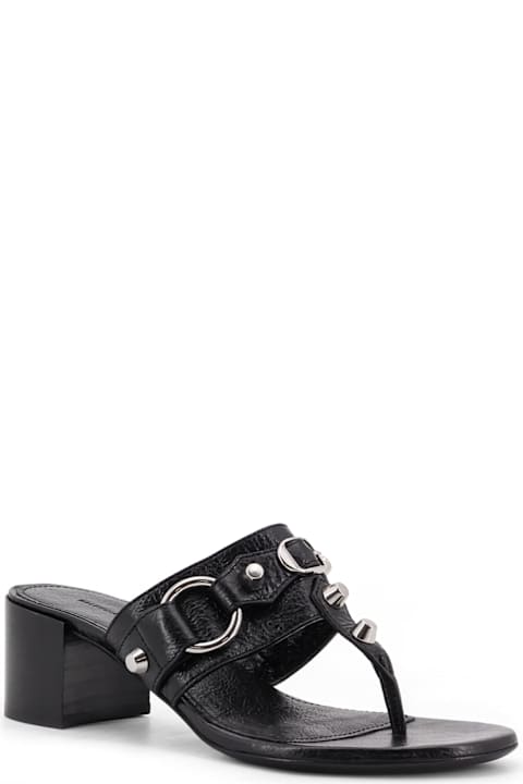 Balenciaga for Kids Balenciaga City Tong Leather Heeled Sandals