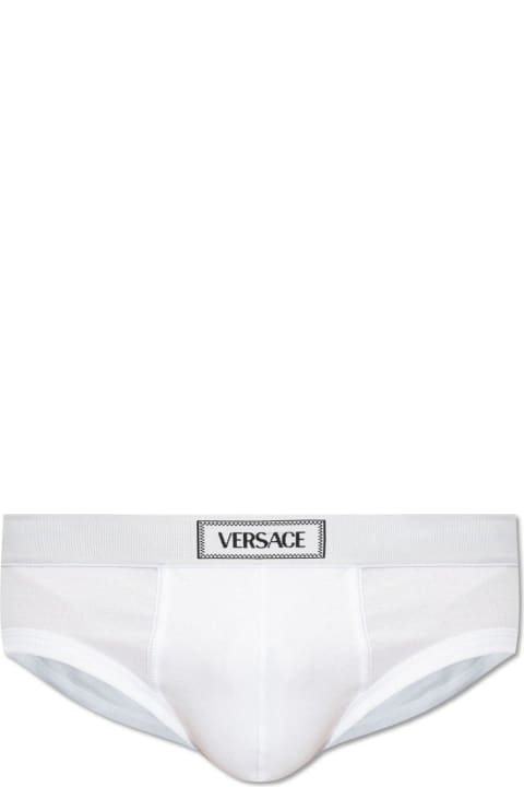 メンズ アンダーウェア Versace 90s Logo-waistband Stretched Briefs