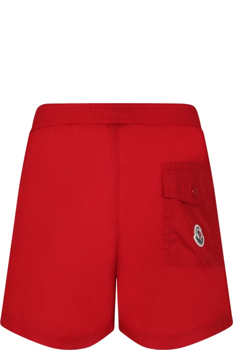 Moncler for Kids Moncler Red Swim Shorts Fo Boy With Logo