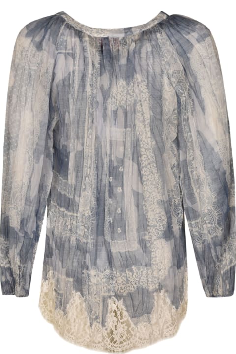 Tie V-neck Printed Blouse