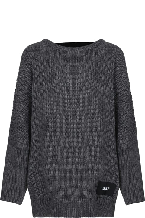 DKNY for Kids DKNY Gray Sweater For Girl With Elastic Logo