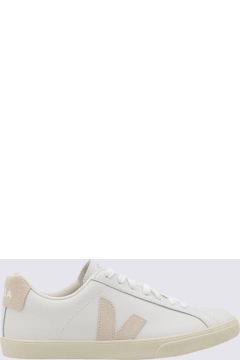 Veja White And Pink Leather Esplar Logo Sneakers