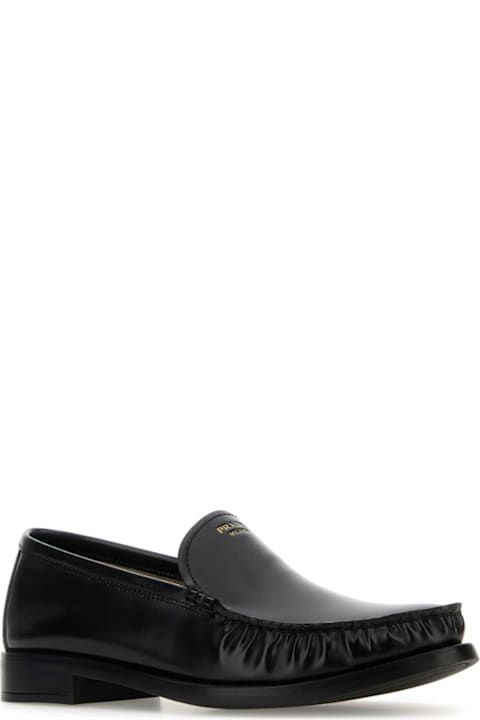Flat Shoes for Women Prada Black Leather Loafers