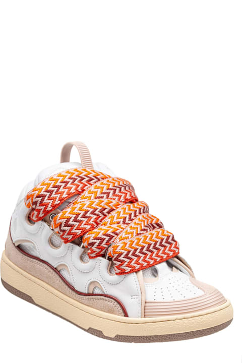 Lanvin Sneakers for Women Lanvin Curb Sneakers In White And Peach Leather