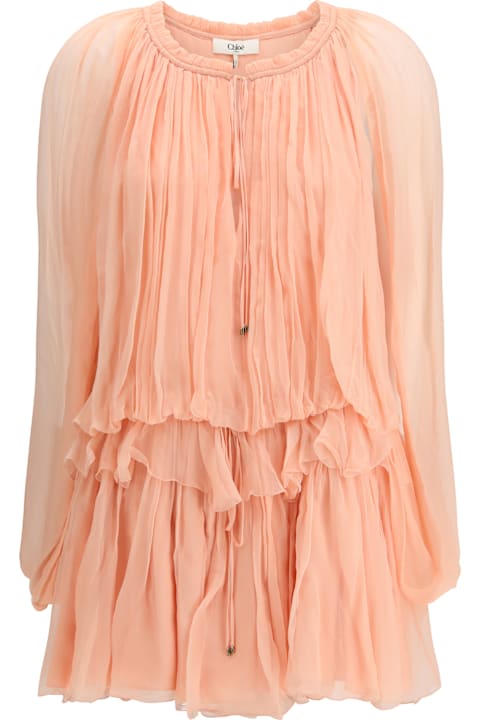 Homeware Chloé Mini Dress With Cape In Silk Muslin