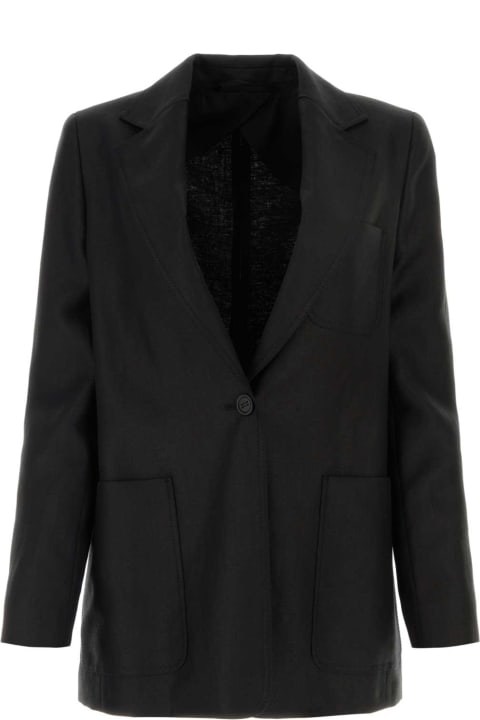 Coats & Jackets for Women Max Mara Black Linen Boemia Blazer