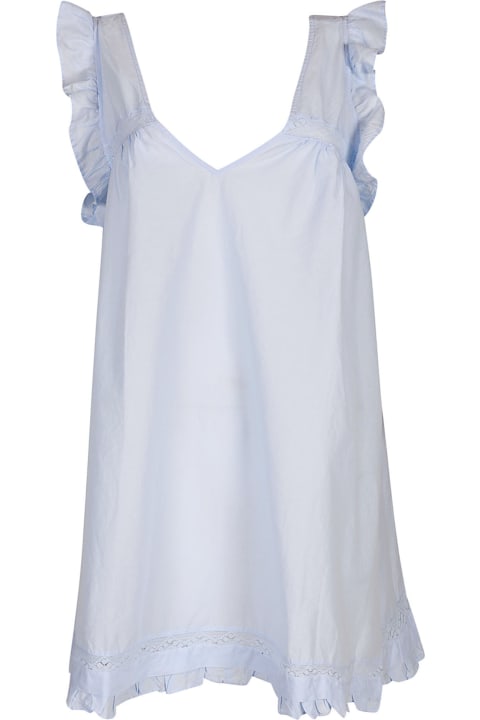 Ruffle Trim V-neck Plain Short Dress