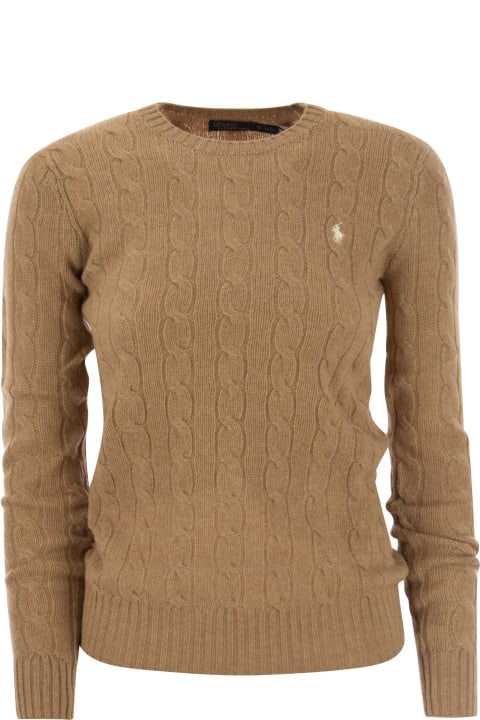 ウィメンズ Polo Ralph Laurenのニットウェア Polo Ralph Lauren Camel Mél Collection Wool And Cashmere Braided Sweater