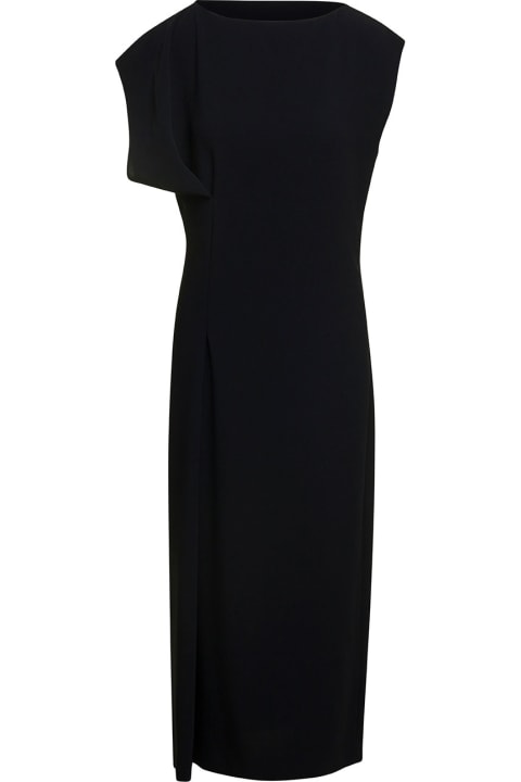The Row Women The Row 'blathine' Long Asymetric Black Dress With Concealed Zip Closure In Triacetate Blend Woman