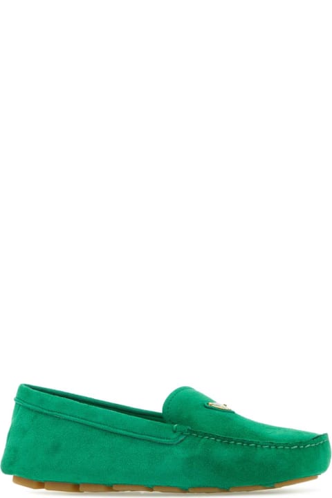 Shoes for Women Prada Green Suede Loafers