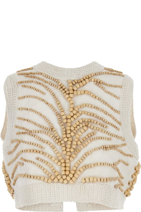 Forte_Forte Coats & Jackets for Women Forte_Forte White Vest With Embroidery And Beads In Cotton Woman