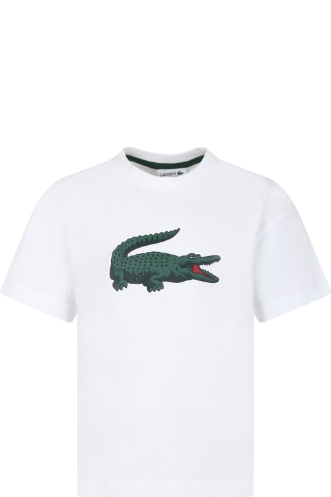 Lacoste T-Shirts & Polo Shirts for Boys Lacoste White T-shirt For Boy With Crocodile
