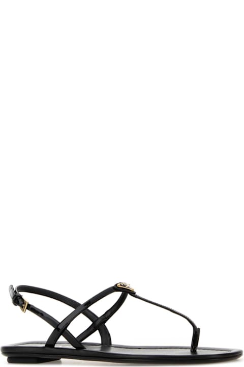 Prada Black Leather Thong Sandals