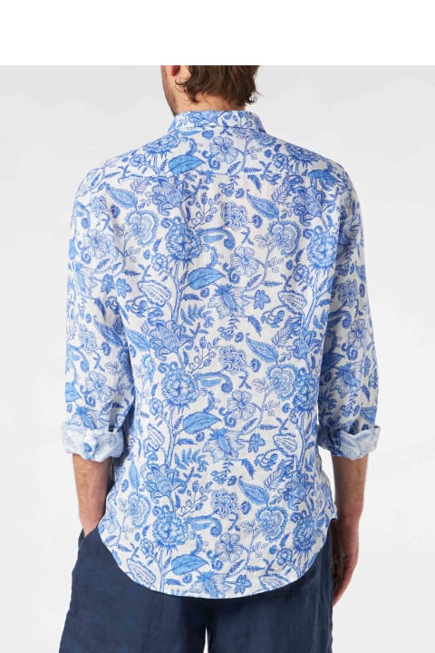 Homeware MC2 Saint Barth Man Linen Pamplona Shirt With Flower Print