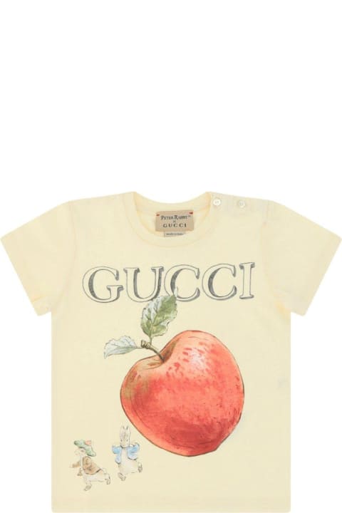 Gucci T-Shirts & Polo Shirts for Baby Girls Gucci X Peter Rabbit Apple Printed Crewneck T-shirt