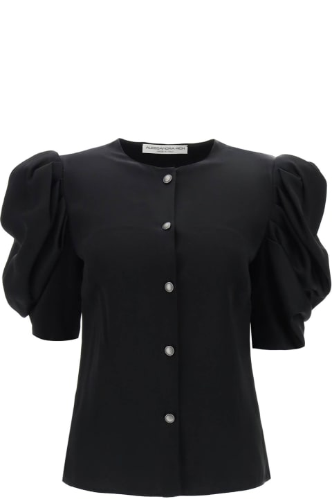 Alessandra Rich Topwear for Women Alessandra Rich Envers Satin Blouse With Bouffant Sleeves
