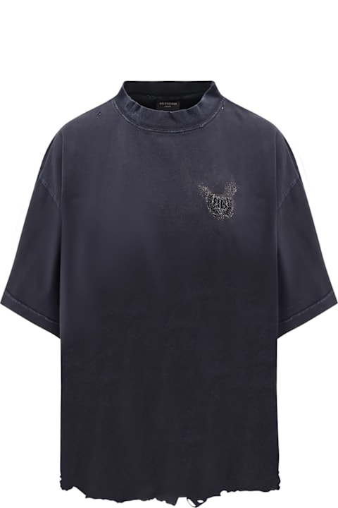 Balenciaga ملابس علوية لـ السيدات Balenciaga Cotton T-shirt With Balenciaga Bb Classic Logo