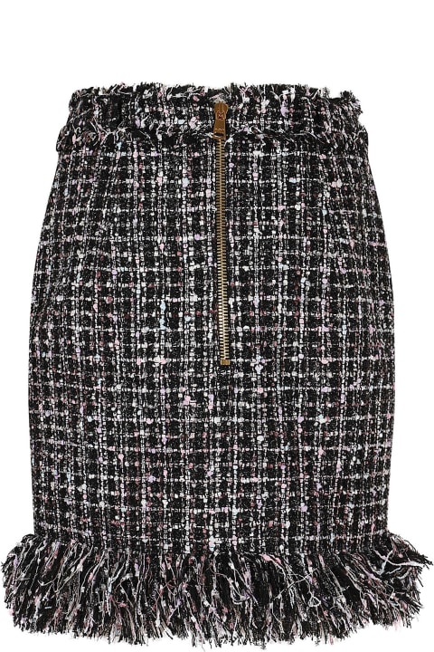 Balmain for Women Balmain Fringed Tweed Short Skirt