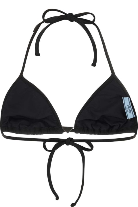 Swimwear for Women Prada Black Stretch Re-nylon Bikini Top