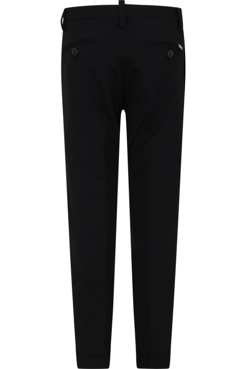 Bottoms for Boys Dsquared2 Black Trousers For Boy With Logo