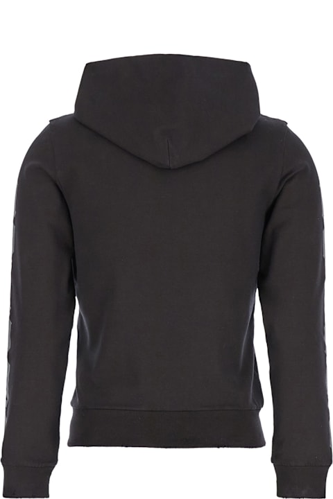 Homeware Balenciaga Black Zip-up Hoodie With No Logo Gothic Print In Jersey Woman