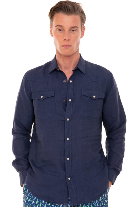 メンズ MC2 Saint Barthのシャツ MC2 Saint Barth Dark Denim Linen Shirt