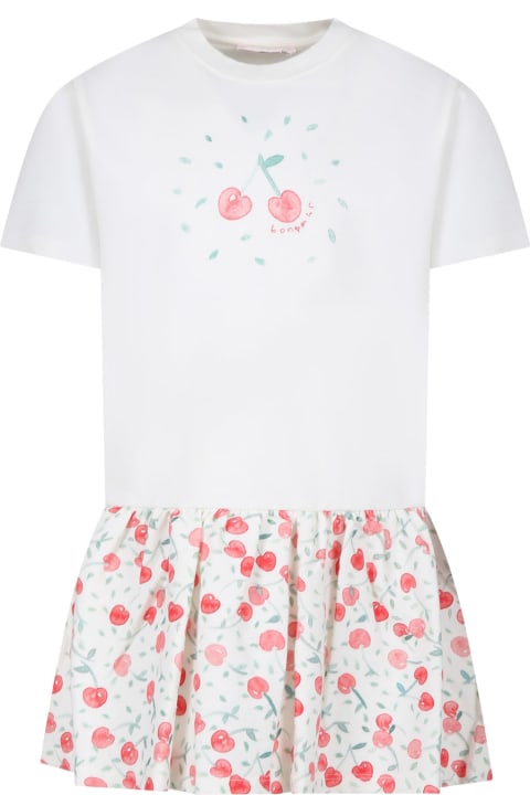 Bonpoint Dresses for Girls Bonpoint White Dress For Girl With Cherries Print